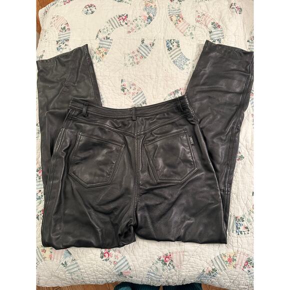 VINTAGE 90's EMANUEL UNGARO LIBERTE BLACK LEATHER PANTS 6 - Picture 5 of 8